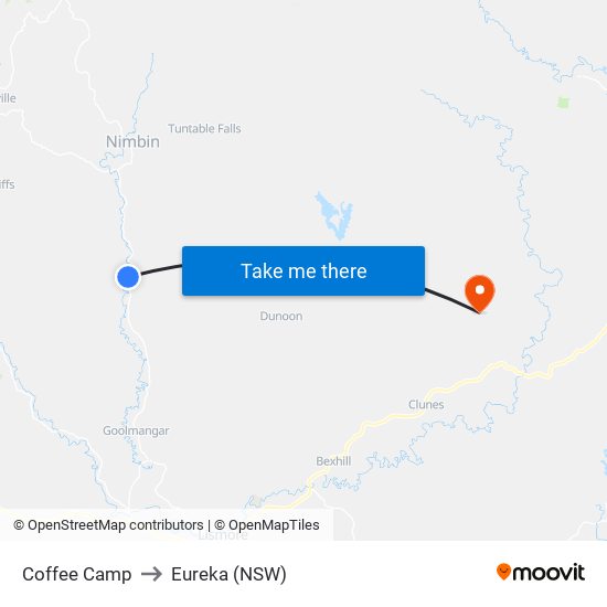 Coffee Camp to Eureka (NSW) map