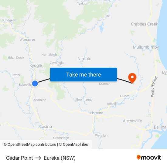 Cedar Point to Eureka (NSW) map