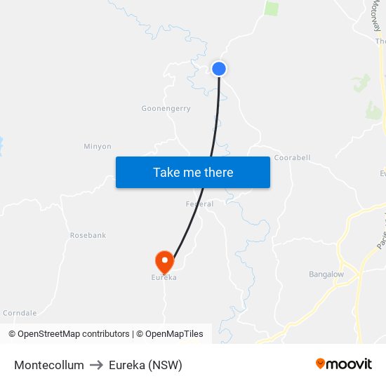 Montecollum to Eureka (NSW) map