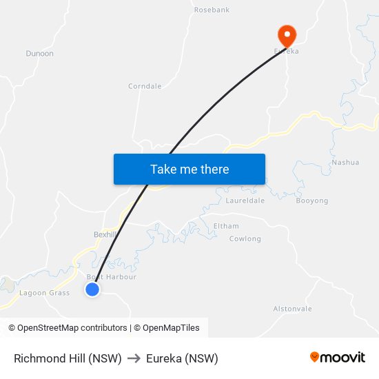 Richmond Hill (NSW) to Eureka (NSW) map