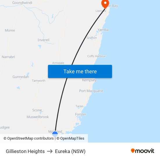 Gillieston Heights to Eureka (NSW) map