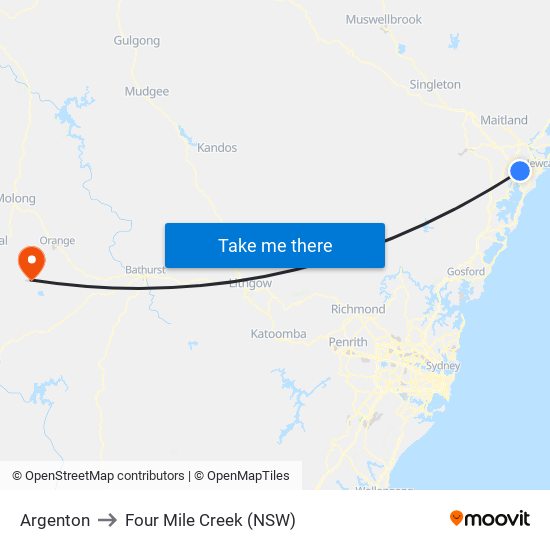 Argenton to Four Mile Creek (NSW) map