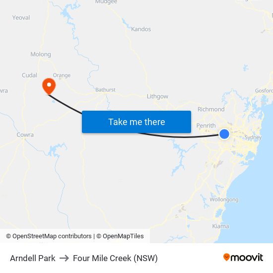 Arndell Park to Four Mile Creek (NSW) map