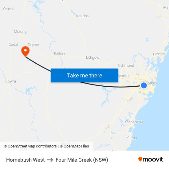 Homebush West to Four Mile Creek (NSW) map