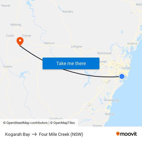 Kogarah Bay to Four Mile Creek (NSW) map