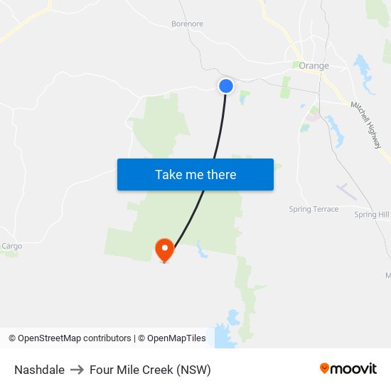 Nashdale to Four Mile Creek (NSW) map