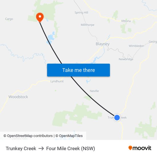 Trunkey Creek to Four Mile Creek (NSW) map