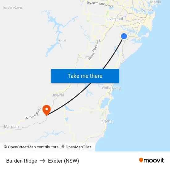 Barden Ridge to Exeter (NSW) map