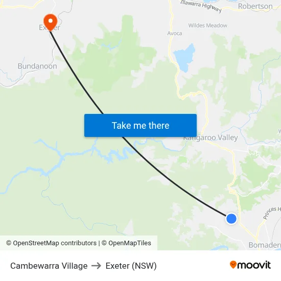 Cambewarra Village to Exeter (NSW) map