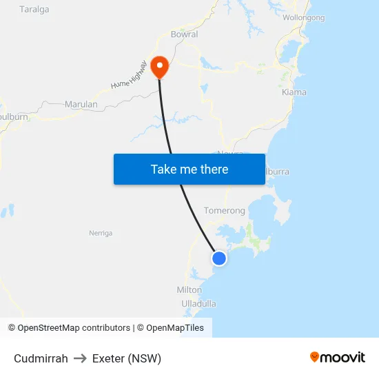 Cudmirrah to Exeter (NSW) map
