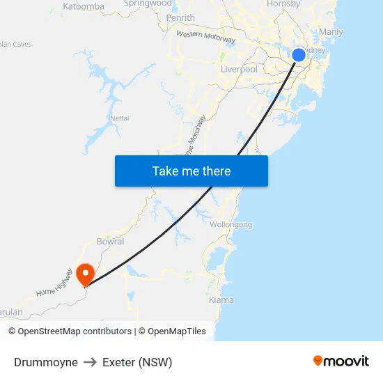 Drummoyne to Exeter (NSW) map