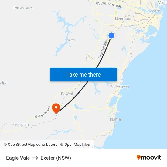 Eagle Vale to Exeter (NSW) map