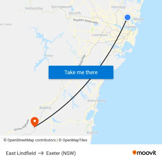 East Lindfield to Exeter (NSW) map