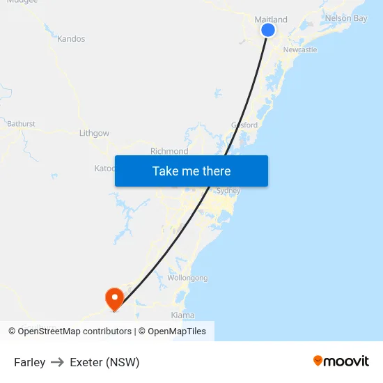 Farley to Exeter (NSW) map