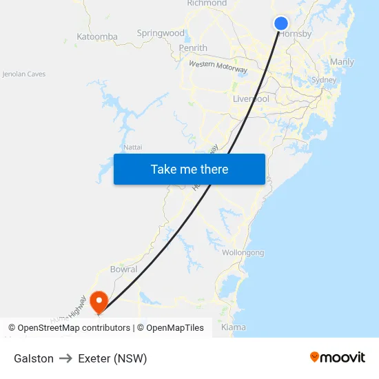 Galston to Exeter (NSW) map