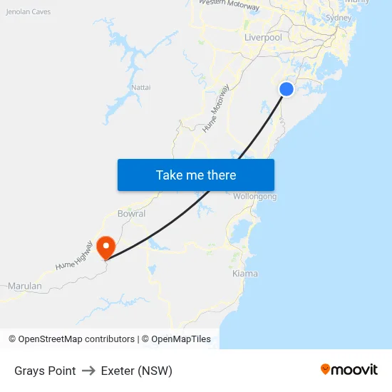 Grays Point to Exeter (NSW) map