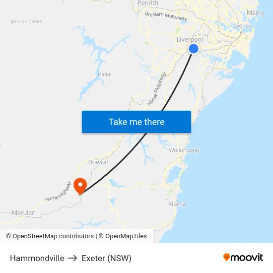 Hammondville to Exeter (NSW) map