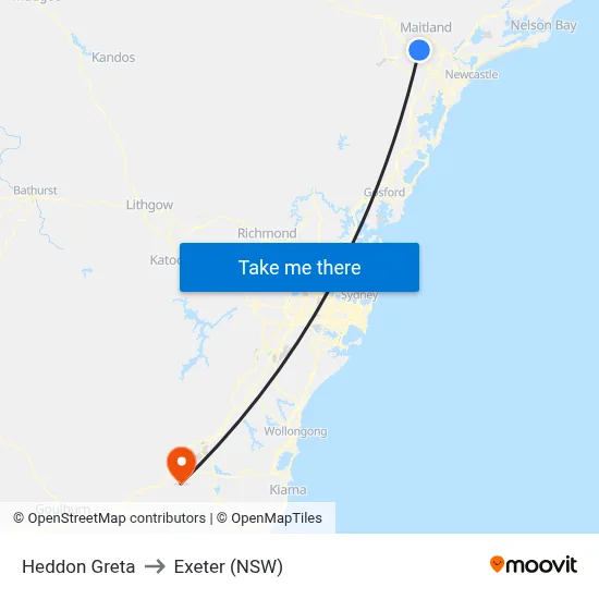 Heddon Greta to Exeter (NSW) map