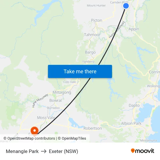 Menangle Park to Exeter (NSW) map