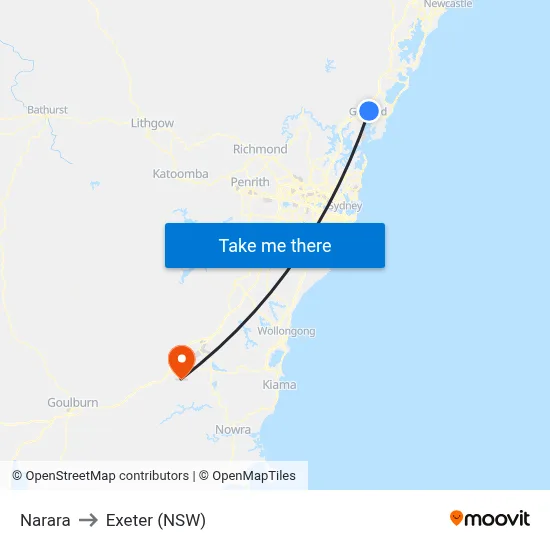 Narara to Exeter (NSW) map
