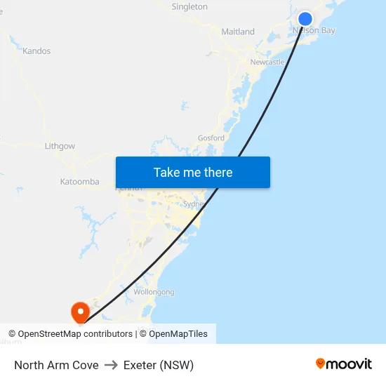 North Arm Cove to Exeter (NSW) map