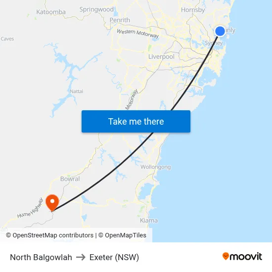 North Balgowlah to Exeter (NSW) map