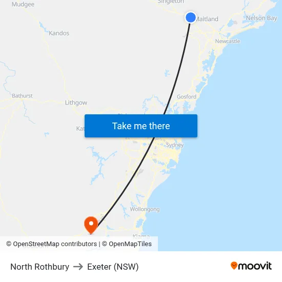 North Rothbury to Exeter (NSW) map