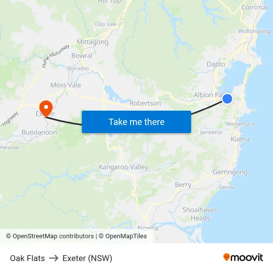 Oak Flats to Exeter (NSW) map