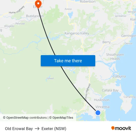 Old Erowal Bay to Exeter (NSW) map