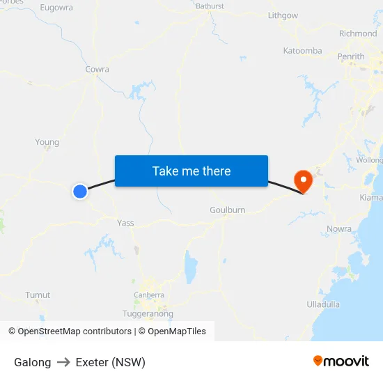 Galong to Exeter (NSW) map
