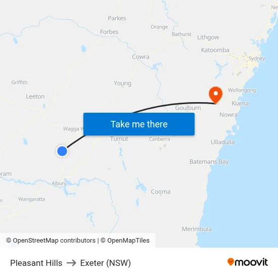 Pleasant Hills to Exeter (NSW) map