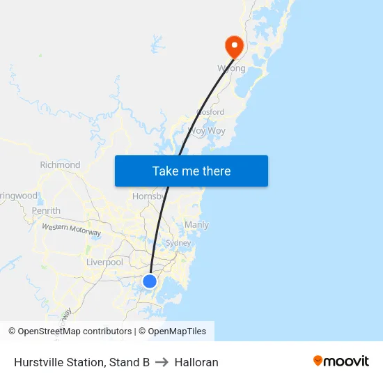 Hurstville Station, Stand B to Halloran map