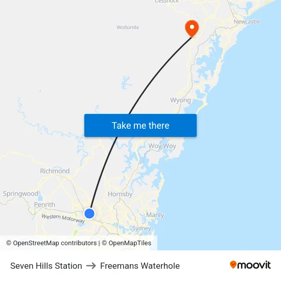 Seven Hills Station to Freemans Waterhole map