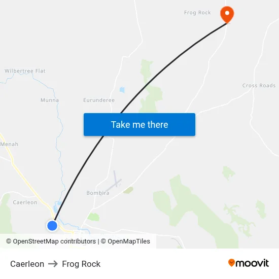 Caerleon to Frog Rock map