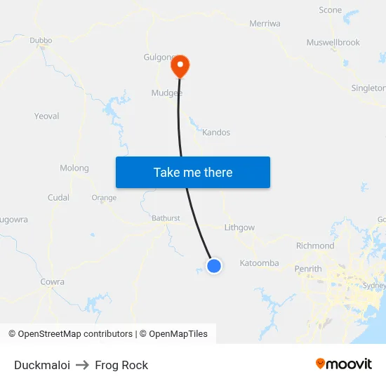Duckmaloi to Frog Rock map