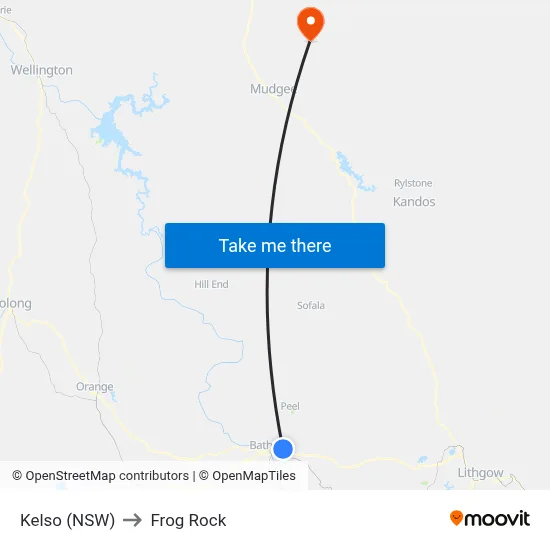 Kelso (NSW) to Frog Rock map