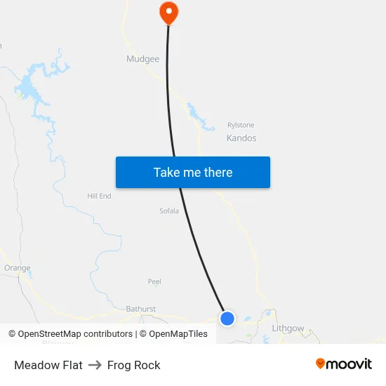 Meadow Flat to Frog Rock map