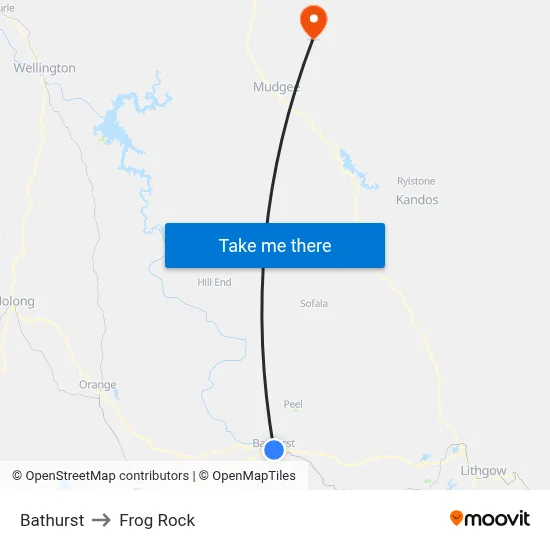 Bathurst to Frog Rock map