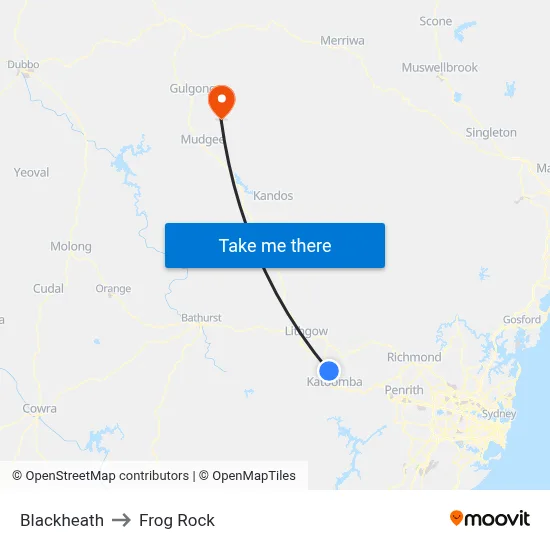 Blackheath to Frog Rock map