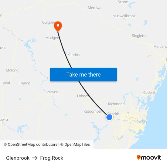 Glenbrook to Frog Rock map