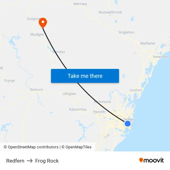 Redfern to Frog Rock map