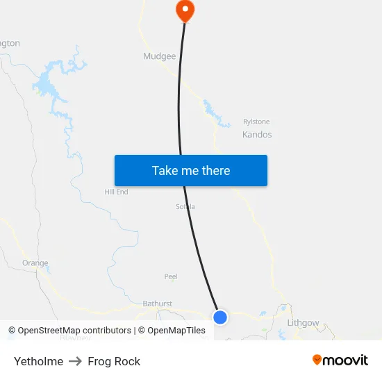 Yetholme to Frog Rock map