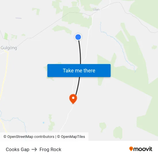 Cooks Gap to Frog Rock map