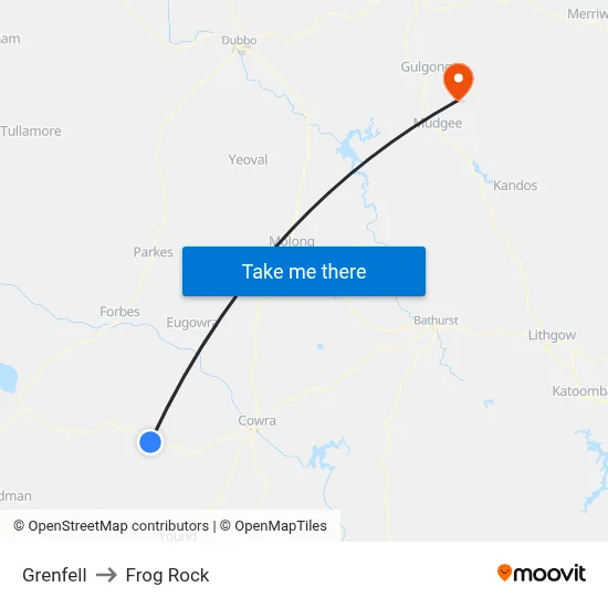 Grenfell to Frog Rock map