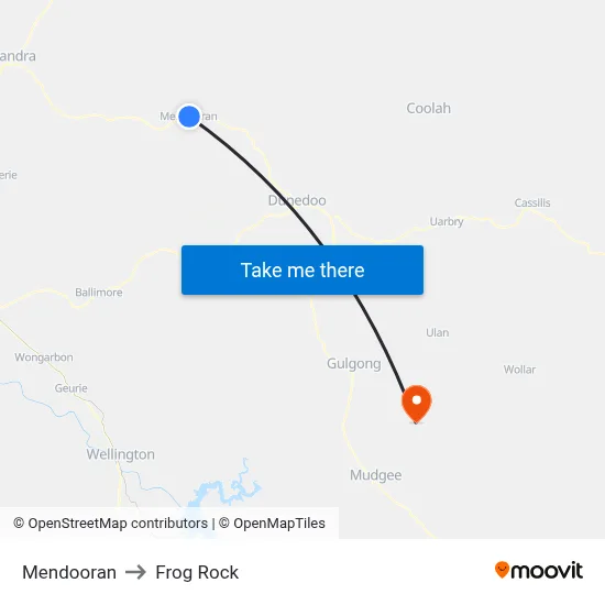 Mendooran to Frog Rock map