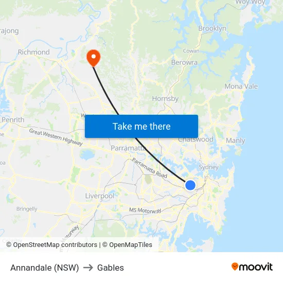 Annandale (NSW) to Gables map