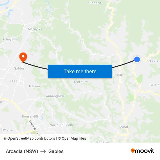 Arcadia (NSW) to Gables map