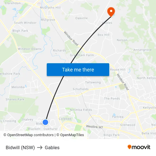 Bidwill (NSW) to Gables map