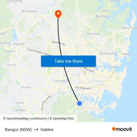 Bangor (NSW) to Gables map