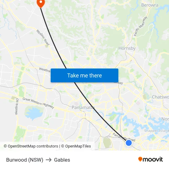 Burwood (NSW) to Gables map
